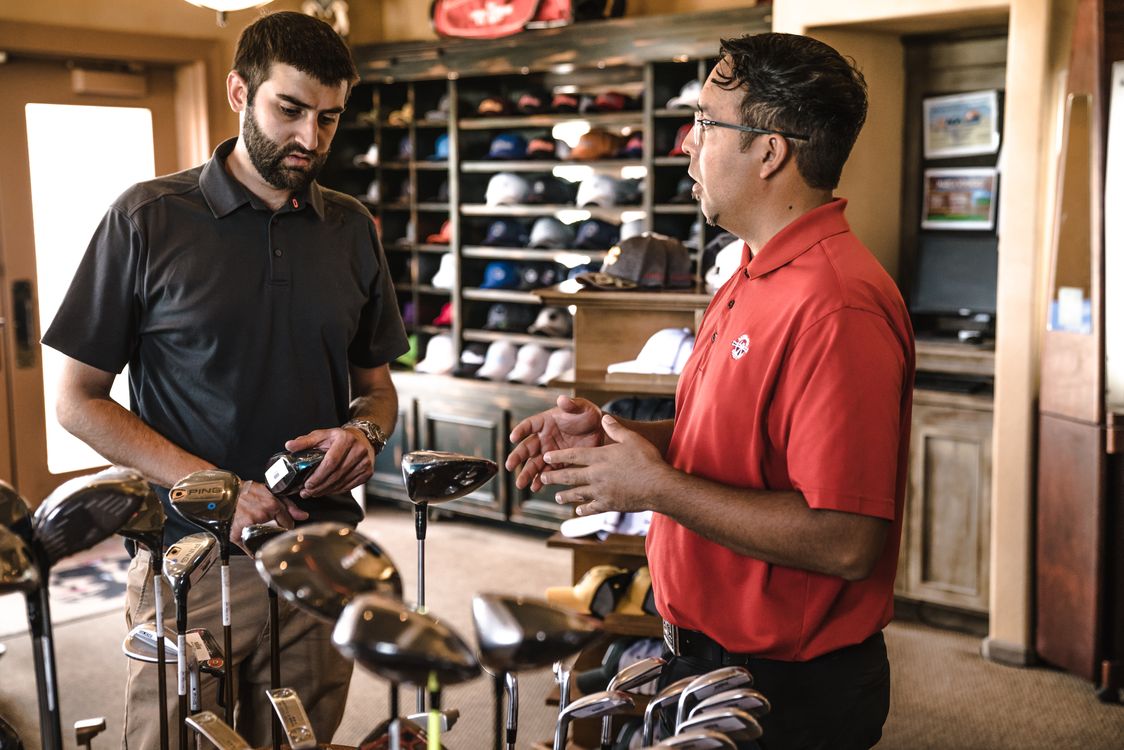 Inside a golf pro shop